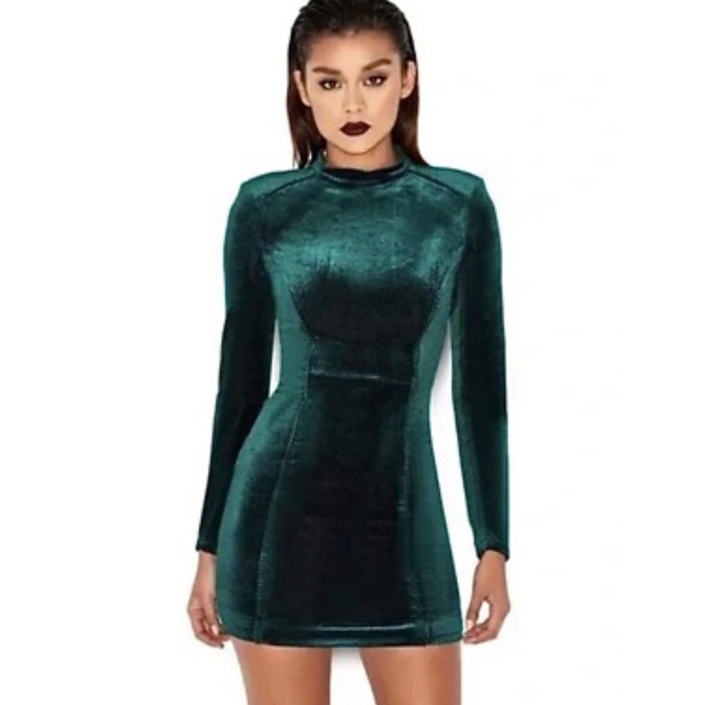 House of CB Emerald Velvet Mini Dress